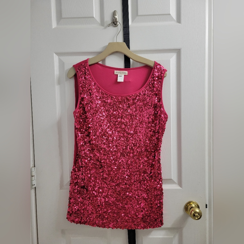 Pink sequin tank top from Anna-Kaci
